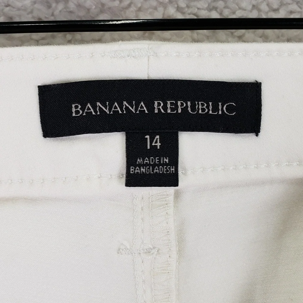 Banana Republic Sloan Pants Women 14 Off-White Stretch Chino Cargo Utility